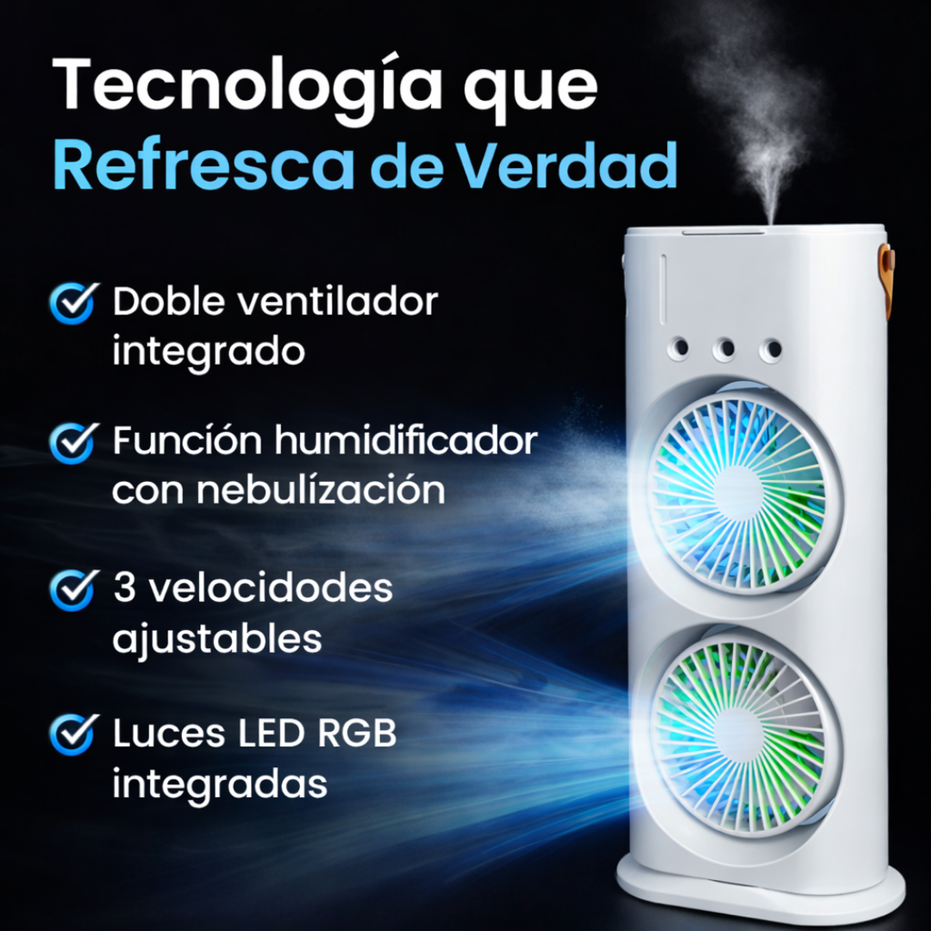 Doble Ventilador Aire Frío Humidificador
