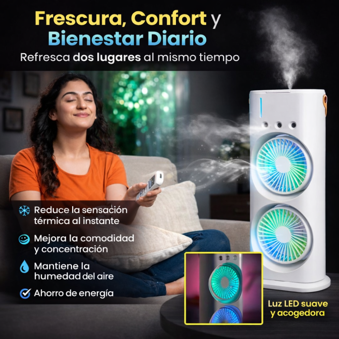 Doble Ventilador Aire Frío Humidificador
