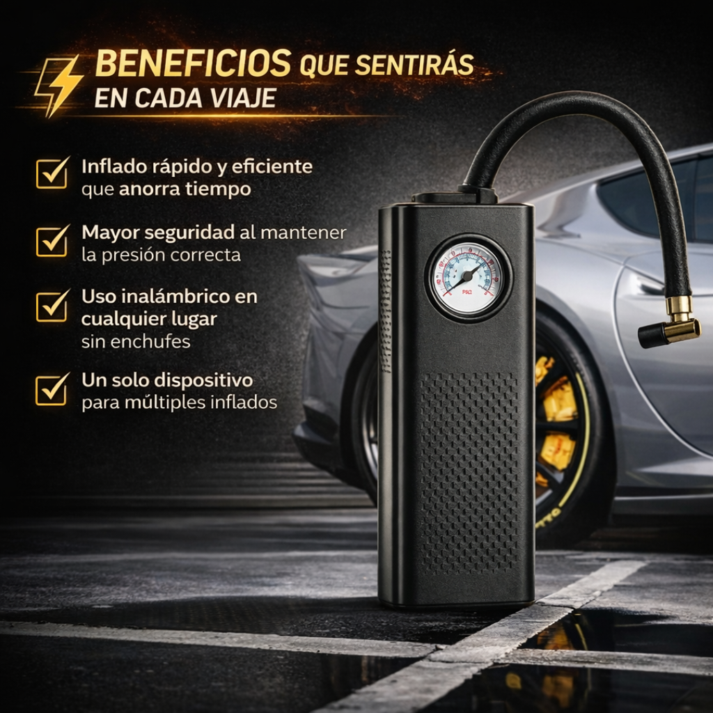 Inflador Compresor Aire Auto Portátil