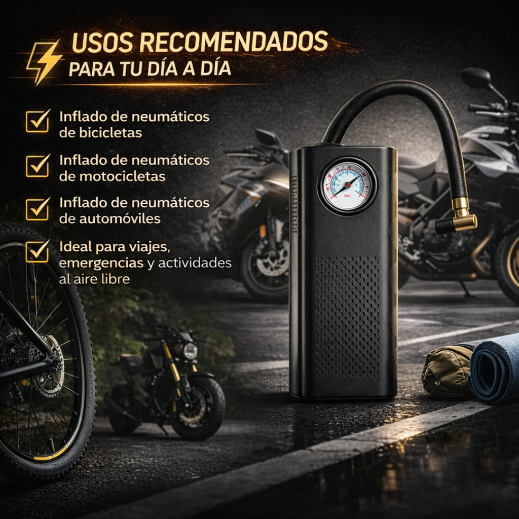 Inflador Compresor Aire Auto Portátil