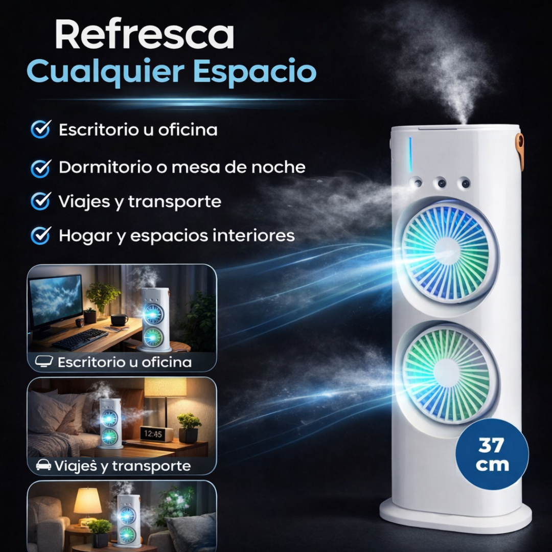 Doble Ventilador Aire Frío Humidificador